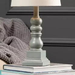 New Kirklands Home Distressed Gray Candlestick Table Lamp White