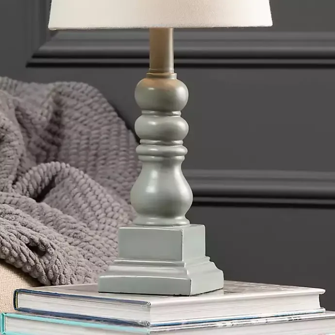 New Kirklands Home Distressed Gray Candlestick Table Lamp White