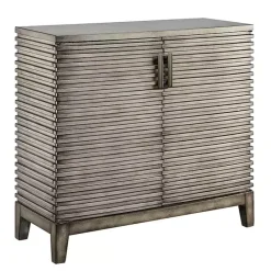 Hot Kirklands Home Distressed Linear 2-Door Wooden Chest Gray