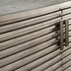 Hot Kirklands Home Distressed Linear 2-Door Wooden Chest Gray