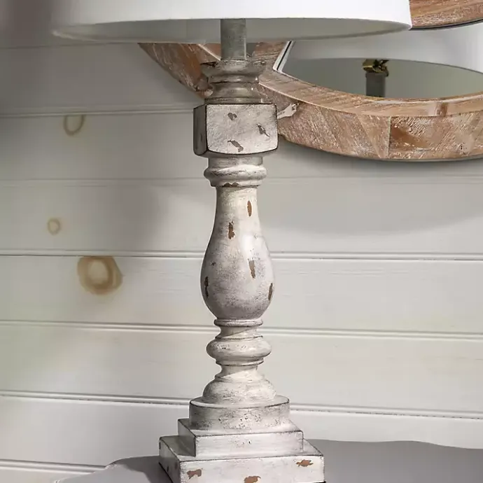 New Kirklands Home Distressed Gray Table Lamp White