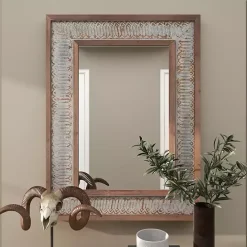 Discount Kirklands Home Distressed Gray Wood Rectangular Wall Mirror