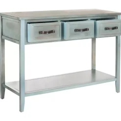 Sale Kirklands Home Distressed Light 3-Drawer Console Table Blue