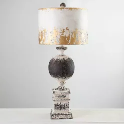 Online Kirklands Home Distressed Round Black Table Lamp
