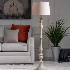 Discount Kirklands Home Distressed Taupe Finish Floor Lamp White
