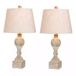 Outlet Kirklands Home Distressed Candlestick Table Lamps, Set of 2 White