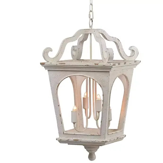 New Kirklands Home Distressed Carriage Pendant Light White