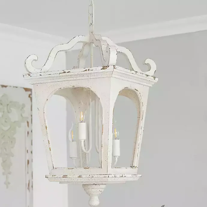 New Kirklands Home Distressed Carriage Pendant Light White