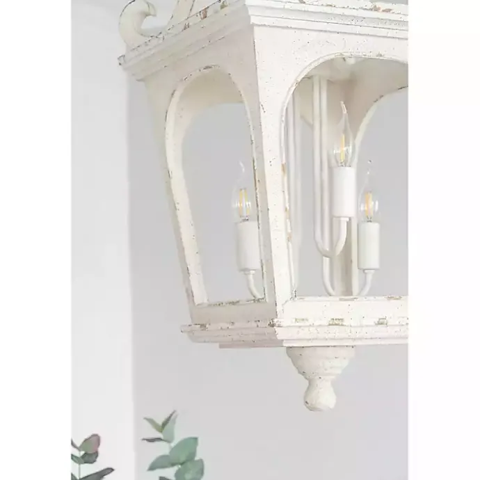 New Kirklands Home Distressed Carriage Pendant Light White