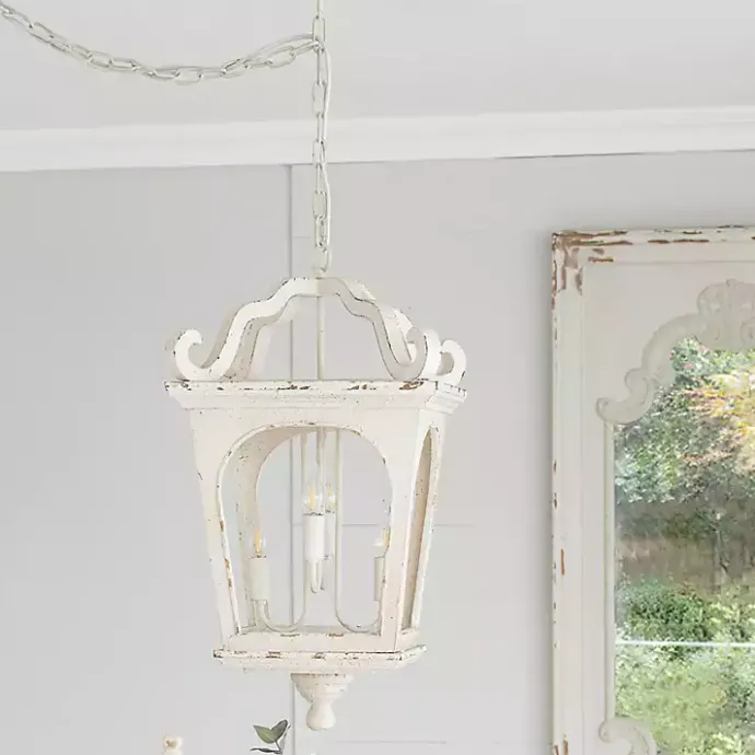 New Kirklands Home Distressed Carriage Pendant Light White