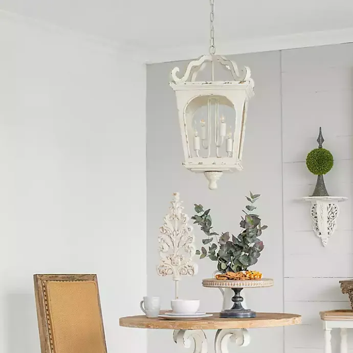 New Kirklands Home Distressed Carriage Pendant Light White