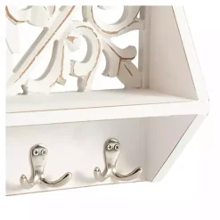 Sale Kirklands Home Distressed White Floral Carved Wall Shelf