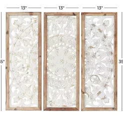 Kirklands Home Distressed White Floral Wall Plaques, Set of 3