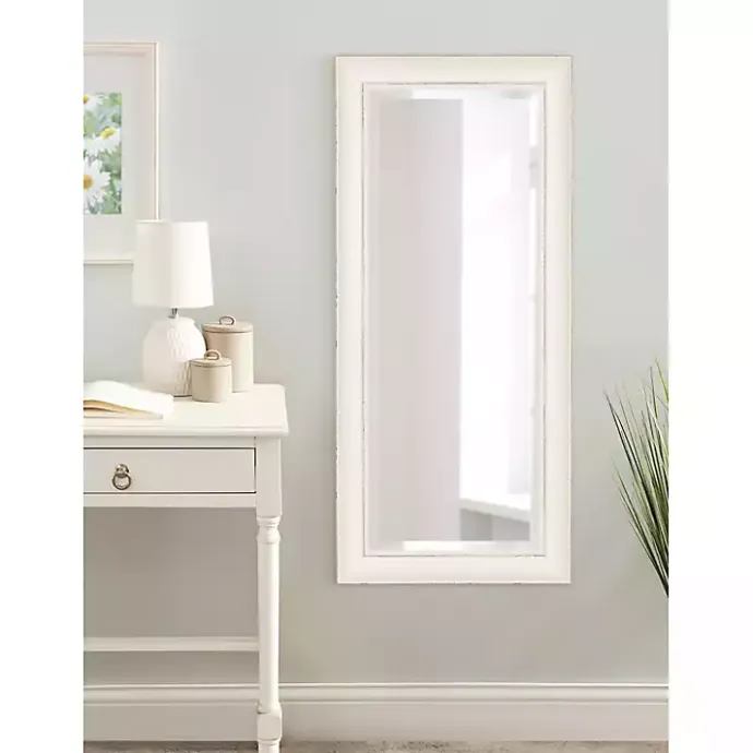 Kirklands Home Distressed White Maron Wall Mirror