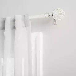 Kirklands Home Distressed White Open Sphere Curtain Rod, 120 in.