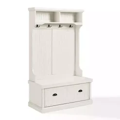 Hot Kirklands Home Distressed Seanan Storage Hall Tree White