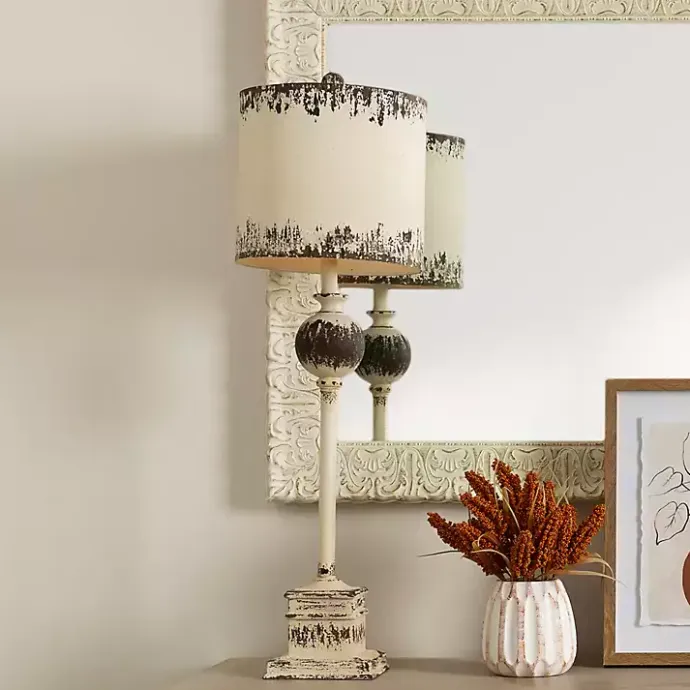 Best Kirklands Home Distressed White Square Base Buffet Lamp