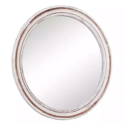 Sale Kirklands Home Distressed White Wood Round Frame Wall Mirror