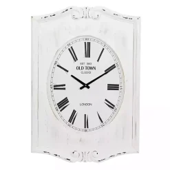 Discount Kirklands Home Distressed White Wood Scroll Wall Clock