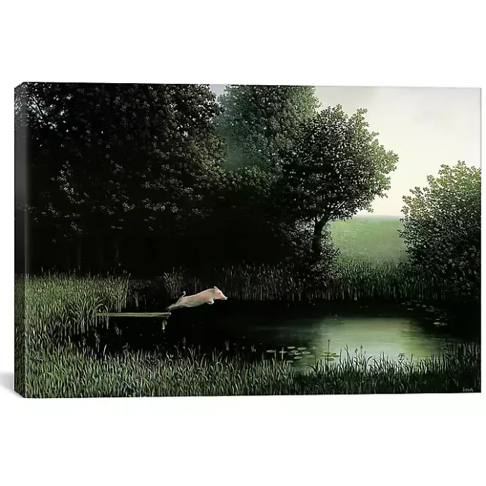 Sale Kirklands Home Diving Pig Canvas Art Print Green