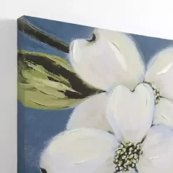 Hot Kirklands Home Dogwood on Blue Canvas Art Print