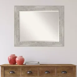 Discount Kirklands Home Dove Gray Scoop Frame Beveled Mirror, 34x28 in.