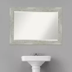 Outlet Kirklands Home Dove Gray Scoop Frame Beveled Mirror, 42x30 in.