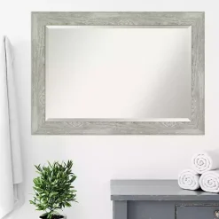 Outlet Kirklands Home Dove Gray Scoop Frame Beveled Mirror, 42x30 in.