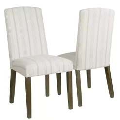 New Kirklands Home Dove Gray Stripe Parsons Chairs, Set of 2