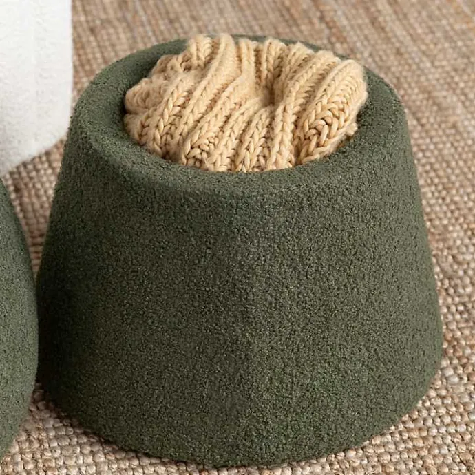 Clearance Kirklands Home Drak Boucle Mushroom Storage Ottoman Green