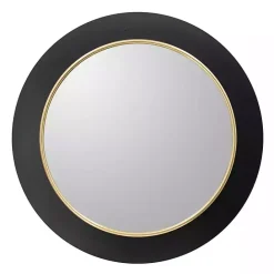 Online Kirklands Home Drew II Black and Gold Round LED Mirror