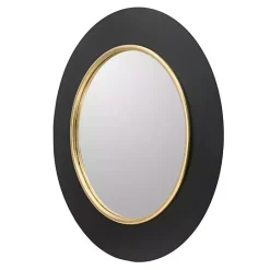 Online Kirklands Home Drew II Black and Gold Round LED Mirror