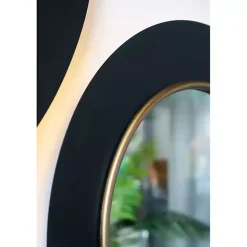 Online Kirklands Home Drew II Black and Gold Round LED Mirror