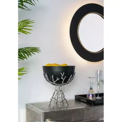 Online Kirklands Home Drew II Black and Gold Round LED Mirror