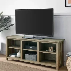 Kirklands Home Driftwood Slatted Sides Media Cabinet Gray