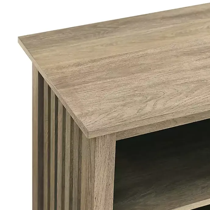 Kirklands Home Driftwood Slatted Sides Media Cabinet Gray