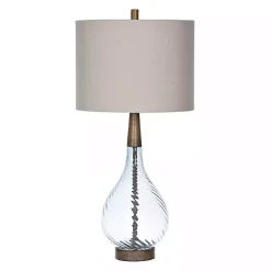 New Kirklands Home Dusty Gray Blue Nora Glass Table Lamp Ivory