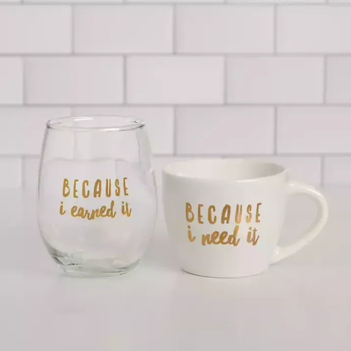 Sale Kirklands Home Earned It 2-pc. Mug & Wine Glass Set