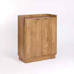 New Kirklands Home Easton Mango Wood Bar Cabinet Tan