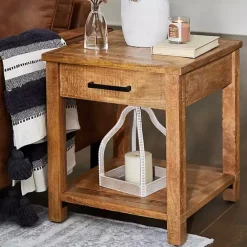 Hot Kirklands Home Easton Mango Wood Side Table Brown