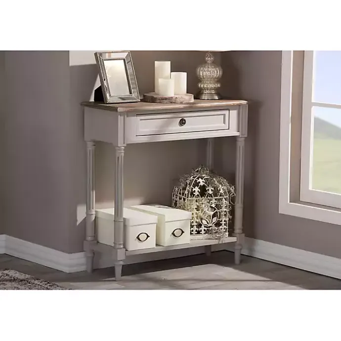 Sale Kirklands Home Edward Gray Mindi Wood Fluted Console Table