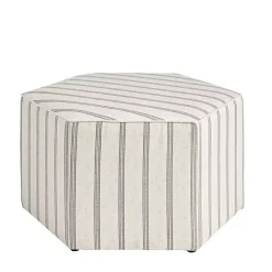 Kirklands Home Ellen Navy Stripe Martha Stewart Cocktail Ottoman Ivory