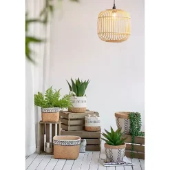 New Kirklands Home Embossed Cement Baskets with Straps, Set of 2