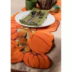 Clearance Kirklands Home Embroidered Pumpkin Table Runner Orange