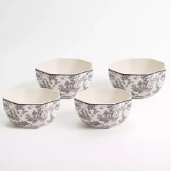 Online Kirklands Home Emery Black Toile Cereal Bowls, Set of 4