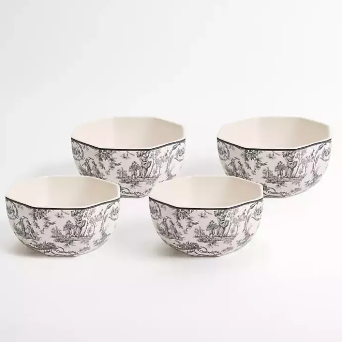Online Kirklands Home Emery Black Toile Cereal Bowls, Set of 4
