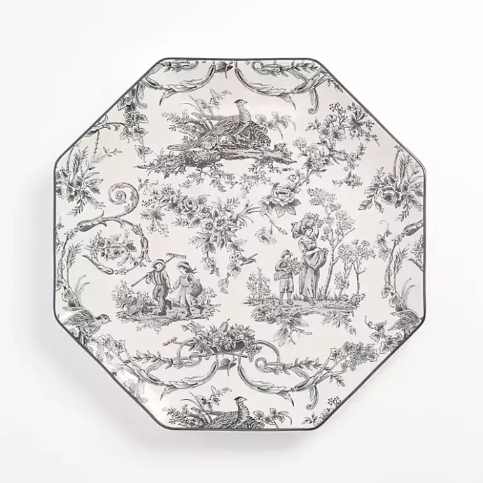 Outlet Kirklands Home Emery Black Toile Dinner Plate