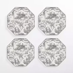 Sale Kirklands Home Emery Black Toile Salad Plates, Set of 4