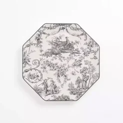 Sale Kirklands Home Emery Black Toile Salad Plate