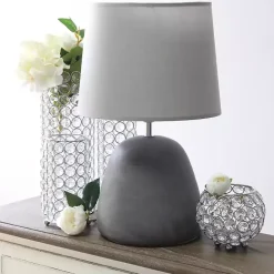 New Kirklands Home Emma Concrete Table Lamp with Shade Gray